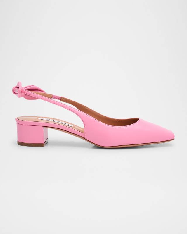 Very Bow Tie Leather Slingback Pumps